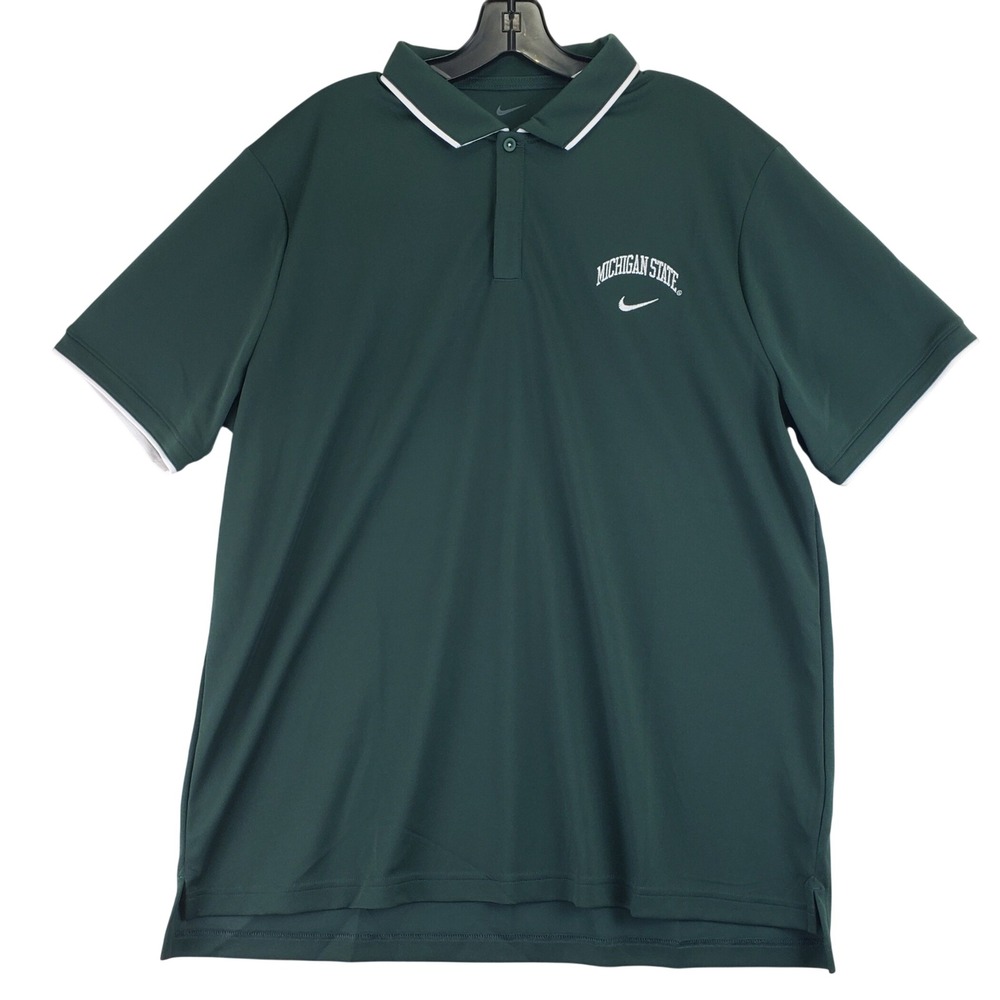 Michigan State Spartans Nike Dri-FIT Polo Shirt Mens XXL Green NCAA Football MSU